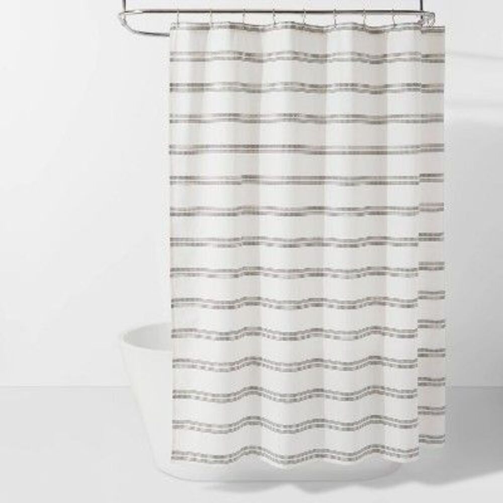 Threshold White and Black Shower Curtain